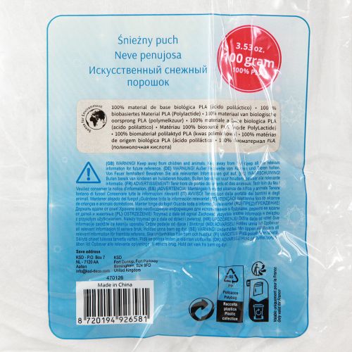 Article Neige artificielle Neige artificielle moelleuse Biosourcé 100g × 2pcs