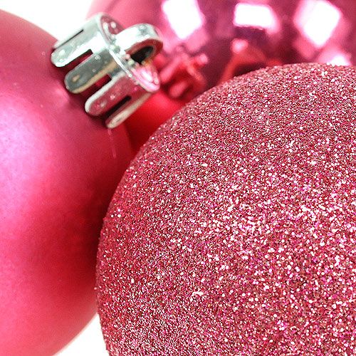 Floristik24 Boule de Noel en plastique Rose Ø5cm 9pcs
