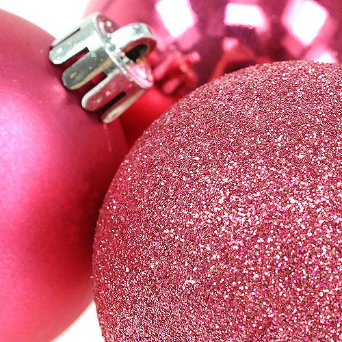 Article Boule de Noel en plastique Rose Ø5cm 9pcs