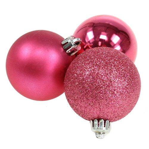 Floristik24 Boules de Noël en plastique rose Ø6cm 10pcs