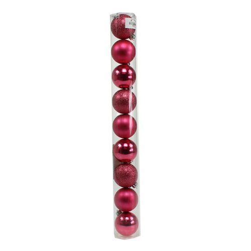 Floristik24 Boule de Noel en plastique Rose Ø5cm 9pcs