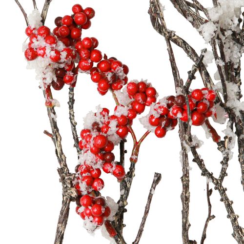 Article Branche artificielle longue branche enneigée avec baies rouges 130cm