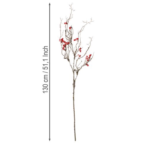 Article Branche artificielle longue branche enneigée avec baies rouges 130cm