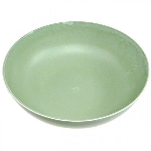 Article Jardinière ronde, décoration florale, bol en plastique, récipient pour compositions vert, blanc chiné H8,5cm Ø30cm