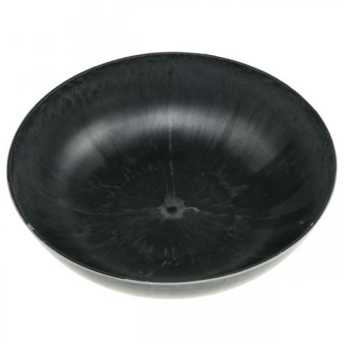Floristik24 Coupe à fleurs ronde, jardinière, coupelle en plastique noir, gris chiné H8,5cm Ø30cm