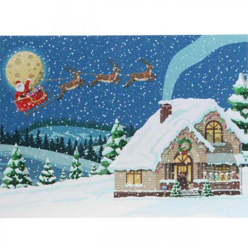 Floristik24 Image LED Noël Père Noël avec traîneau Image murale LED 38x28cm