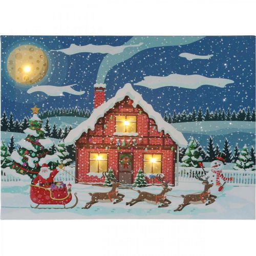 Article Image LED Noël Père Noël avec bonhomme de neige LED murale 38x28cm