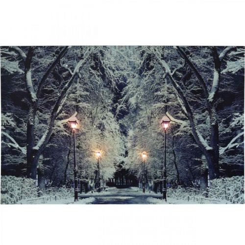Article Image LED parc de paysage d'hiver avec des lanternes murale LED 58x38cm