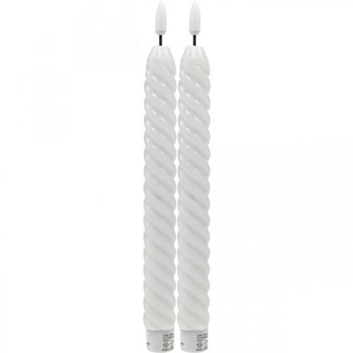 Floristik24 Bougies bâton LED minuterie blanche cire véritable pour batterie 25cm 2 pièces