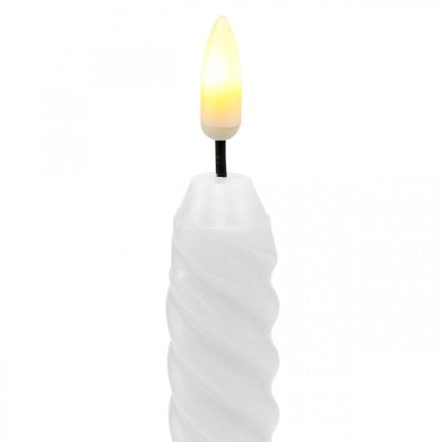 Floristik24 Bougies bâton LED minuterie blanche cire véritable pour batterie 25cm 2 pièces