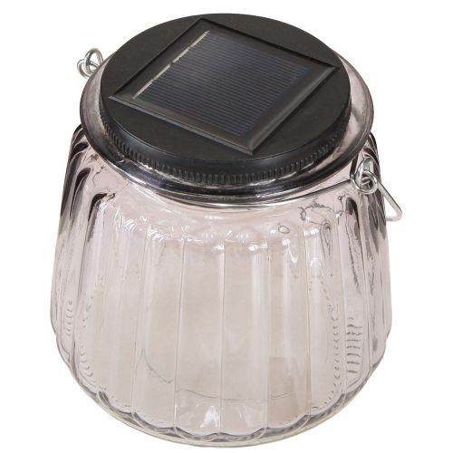 Article Lampe de jardin LED solaire en verre à suspendre Violet Ø10,5 cm 2 pièces