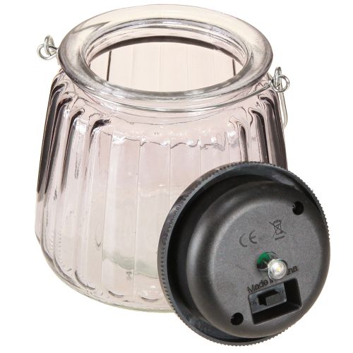 Article Lampe de jardin LED solaire en verre à suspendre Violet Ø10,5 cm 2 pièces