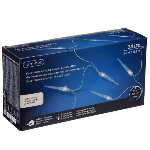 Article Guirlande LED glaçon hiver minuterie extérieure 24 LED 460cm