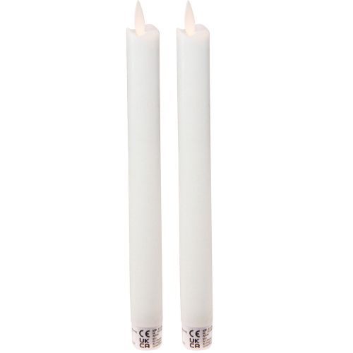 Floristik24 Bougie LED en bâton de cire bougies blanches pour batterie 24cm 2 pièces