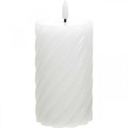 Bougie LED avec minuteur blanc chaud véritable cire Ø7,5cm H15cm