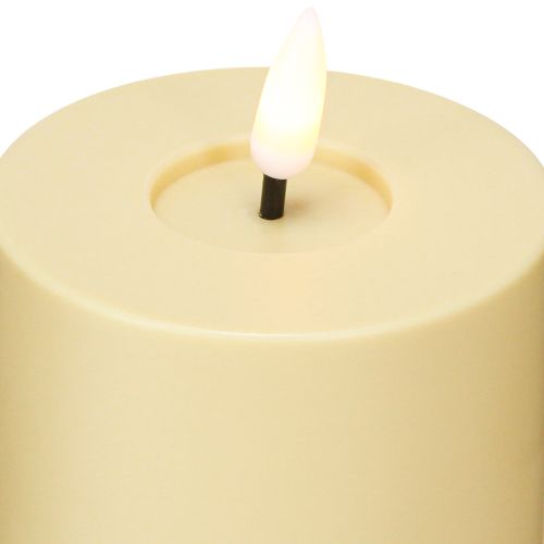 Article Bougie LED avec Minuterie Vert Beige Extérieur Ø7.5cm H18cm