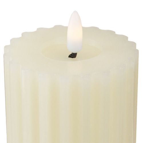 Floristik24 Bougies LED avec minuterie bougies à rainure en cire 7,5/10cm crème 2 pièces