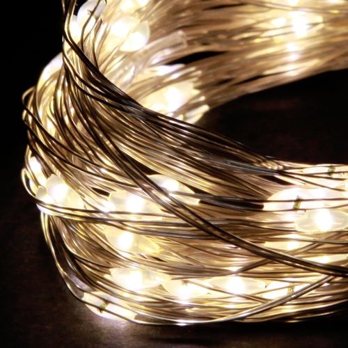 Article Guirlande lumineuse LED 100 Micro LED blanc chaud avec minuterie 4 pièces