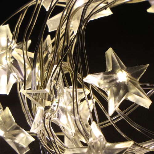 Article Guirlande lumineuse LED étoiles 20 micro LED blanc chaud minuterie 6 pièces