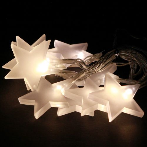 Guirlande lumineuse LED étoiles avec minuterie 10 LED blanc chaud 90cm