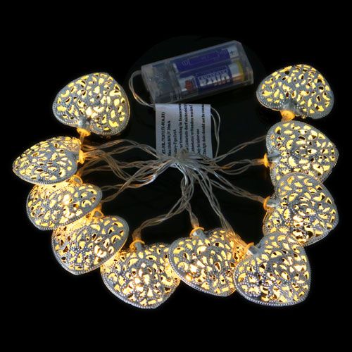 Floristik24 Guirlande lumineuse LED forme coeur chaud / blanc 160cm
