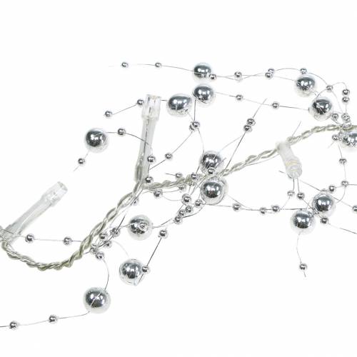 Floristik24 Guirlande lumineuse LED guirlande de perles argent blanc chaud L120cm