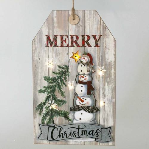 Article Bonhomme de neige mural LED &quot;Merry Christmas&quot; 23 × 38,5cm Pour batterie