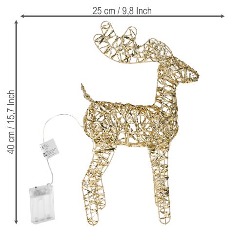 Article Décoration de Noël LED Renne Métal Intérieur Doré H40cm