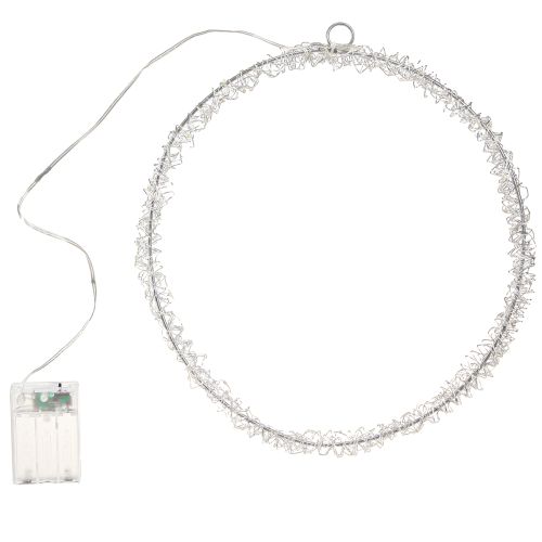 Floristik24 Anneau LED décoratif en métal à suspendre argenté blanc chaud 30 cm