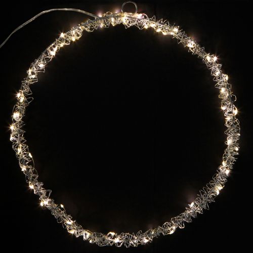 Article Anneau LED décoratif en métal à suspendre argenté blanc chaud 30 cm