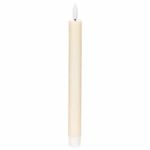 Bougie LED conique blanche à lumière blanc chaud, 24 cm, avec minuterie, lot de 2