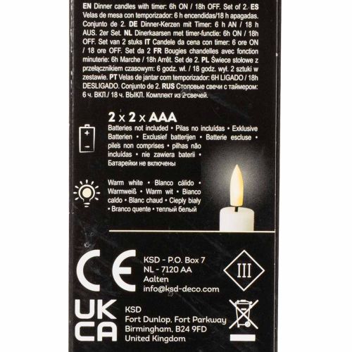 Bougie LED conique blanche à