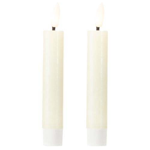 Bougie LED crème blanc chaud cire véritable H14,5cm 2 pièces