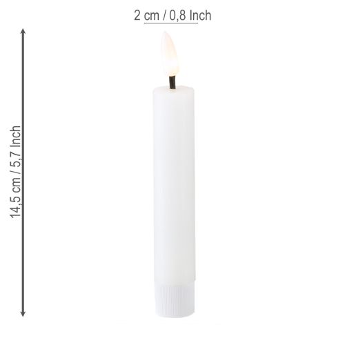 Article Bougie bâton LED bougie en cire blanche LED blanc chaud 14,5 cm 2 pièces