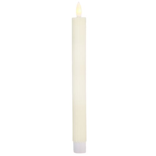 Article Bougies bâton LED avec minuterie bougies rainurées crème 24,5cm 4 pièces