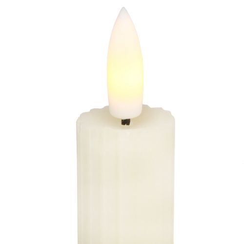 Article Bougies bâton LED avec minuterie bougies rainurées crème 24,5cm 4 pièces