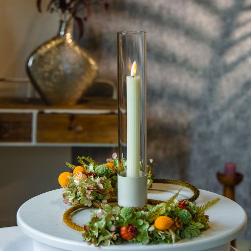 Bougies bâton LED avec minuterie bougies rainurées crème 24,5cm 4 pièces | Floristik24.be