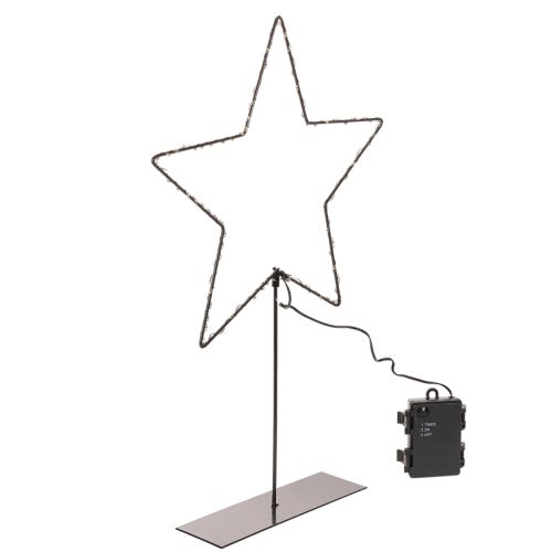 Étoile LED avec compartiment à piles sur support pour rebord de fenêtre et table, 46 cm