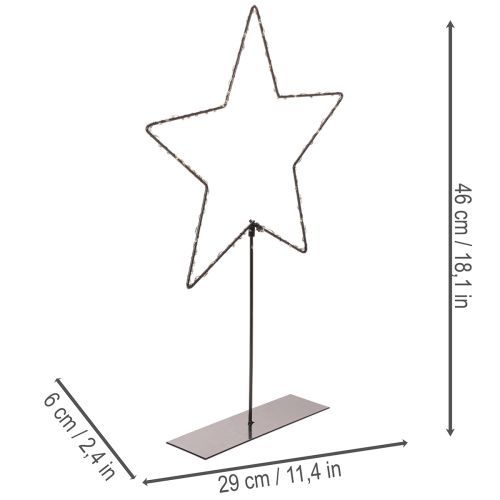 Étoile LED avec compartiment à piles sur support pour rebord de fenêtre et table, 46 cm | Floristik24.be