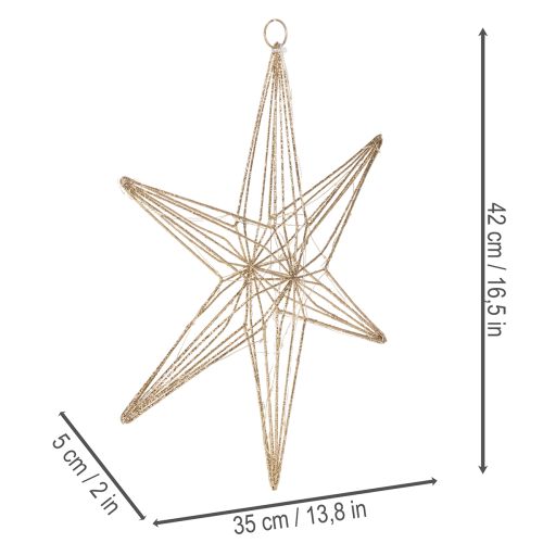 Étoile décorative à LED en fil de fer, à suspendre pour l'intérieur, 40 LED, blanc chaud, 42 cm | Floristik24.be