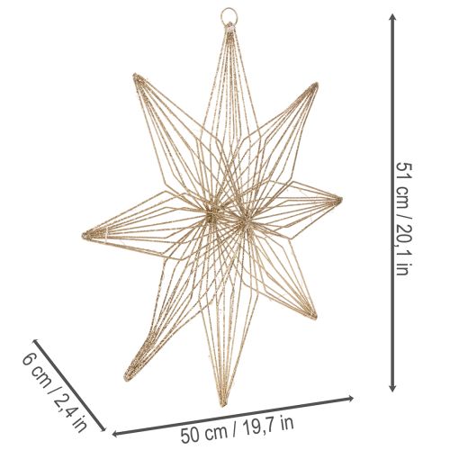 Étoile décorative LED en fil de fer à suspendre, pour usage intérieur, fonctionne sur piles, 51 cm | Floristik24.be