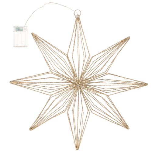 Étoile décorative LED en fil de fer à suspendre, pour usage intérieur, fonctionne sur piles, 51 cm | Floristik24.be