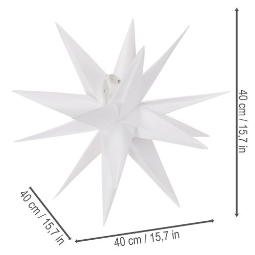 Étoile décorative à LED, blanc chaud, pour extérieur, avec minuterie, 40 cm | Floristik24.be