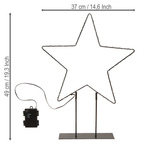 Article Étoile LED sur pied en métal 100 Micro LED blanc chaud Ø37cm