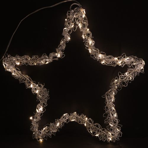 Floristik24 Étoile LED à suspendre en métal argenté 70 LED blanc chaud Ø25cm