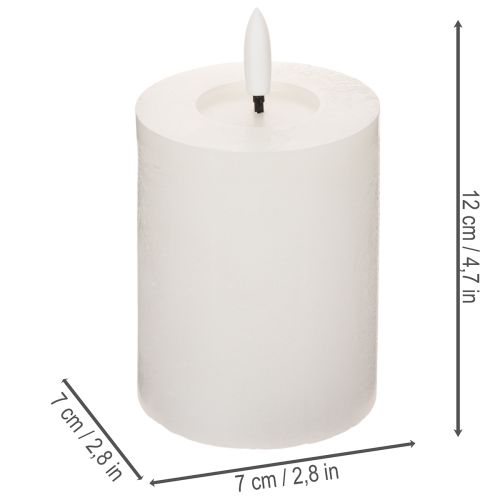 Bougie pilier LED, effet vacillant, avec minuterie, Ø7cm, 12cm | Floristik24.be