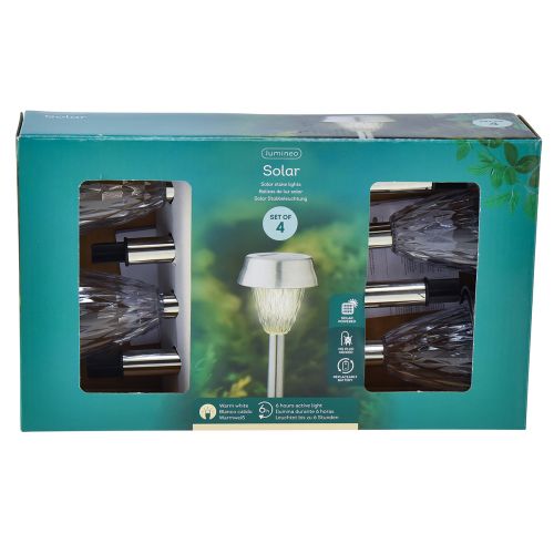 Article Lampes de jardin LED solaires avec minuterie blanc chaud H35cm 4 pcs