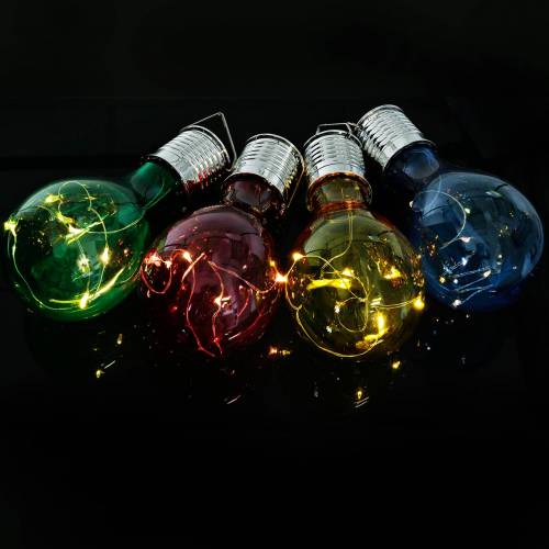 Floristik24 Décoration de jardin ampoule LED solaire couleurs assorties 15cm 4pcs