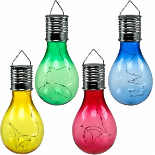 Floristik24 Décoration de jardin ampoule LED solaire couleurs assorties 15cm 4pcs