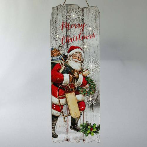 Article Murale LED Santa Claus &quot;Merry Christmas&quot; 21 × 60cm Pour batterie